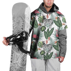 Накидка на куртку 3D с принтом Саванна в Тюмени, 100% полиэстер |  | африка | белый | зверь | зебра | растения | розовый | фламинго