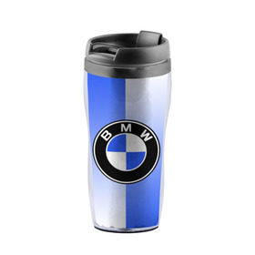 Термокружка-непроливайка с принтом BMW brand color в Тюмени, внутренняя часть — пищевой пластик, наружная часть — прозрачный пластик, между ними — полиграфическая вставка с рисунком | объем — 350 мл, герметичная крышка | 