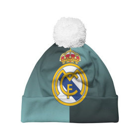 Шапка 3D c помпоном с принтом Real Madrid 2018 Reverse в Тюмени, 100% полиэстер | универсальный размер, печать по всей поверхности изделия | emirates | fc | real madrid | реал мадрид | футбольный клуб | эмблема