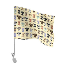 Флаг для автомобиля с принтом Милые пушистики в Тюмени, 100% полиэстер | Размер: 30*21 см | год собаки | новый год | пес | собака | щенок