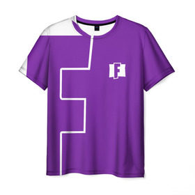 Мужская футболка 3D с принтом FORTNITE big logo в Тюмени, 100% полиэфир | прямой крой, круглый вырез горловины, длина до линии бедер | Тематика изображения на принте: battle | battle royal | fortnite | royal | боевик | игры | логотип | фиолетовый