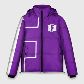 Мужская зимняя куртка 3D с принтом FORTNITE big logo в Тюмени, верх — 100% полиэстер; подкладка — 100% полиэстер; утеплитель — 100% полиэстер | длина ниже бедра, свободный силуэт Оверсайз. Есть воротник-стойка, отстегивающийся капюшон и ветрозащитная планка. 

Боковые карманы с листочкой на кнопках и внутренний карман на молнии. | Тематика изображения на принте: battle | battle royal | fortnite | royal | боевик | игры | логотип | фиолетовый
