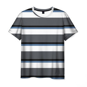 Мужская футболка 3D с принтом Моряк в Тюмени, 100% полиэфир | прямой крой, круглый вырез горловины, длина до линии бедер | Тематика изображения на принте: белый | для | море | морская | морской | моряк | моряка | мужчины | настроение | подарок | полосы | серый | синий | спокойствие | тельняшка | тема | черный