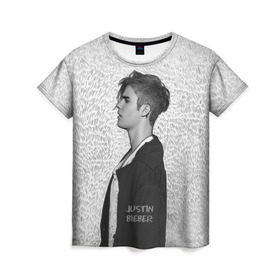 Женская футболка 3D с принтом Justin в Тюмени, 100% полиэфир ( синтетическое хлопкоподобное полотно) | прямой крой, круглый вырез горловины, длина до линии бедер | bieber | justin bieber | бибер | джастин бибер