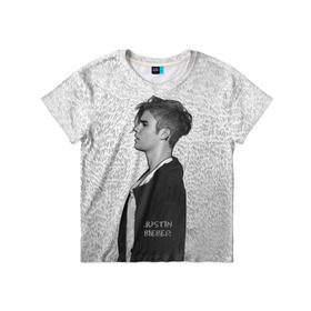 Детская футболка 3D с принтом Justin в Тюмени, 100% гипоаллергенный полиэфир | прямой крой, круглый вырез горловины, длина до линии бедер, чуть спущенное плечо, ткань немного тянется | bieber | justin bieber | бибер | джастин бибер