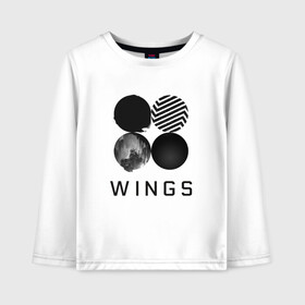 Детский лонгслив хлопок с принтом BTS wings в Тюмени, 100% хлопок | круглый вырез горловины, полуприлегающий силуэт, длина до линии бедер | bangtan boys | bts | bts army | бантаны бтс