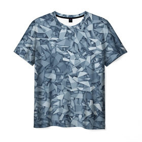 Мужская футболка 3D с принтом Бумажные голуби в Тюмени, 100% полиэфир | прямой крой, круглый вырез горловины, длина до линии бедер | Тематика изображения на принте: бумага | геометрия | голубь | камуфляж | милитари | оригами | паттерн | поделка | птицы | серый | синий