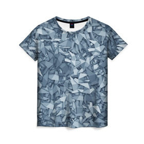 Женская футболка 3D с принтом Бумажные голуби в Тюмени, 100% полиэфир ( синтетическое хлопкоподобное полотно) | прямой крой, круглый вырез горловины, длина до линии бедер | бумага | геометрия | голубь | камуфляж | милитари | оригами | паттерн | поделка | птицы | серый | синий