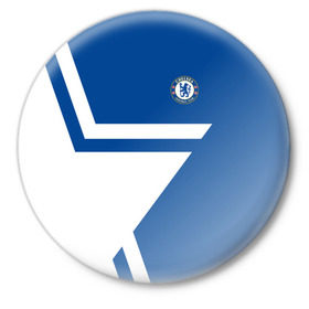 Значок с принтом CHELSEA STAR в Тюмени,  металл | круглая форма, металлическая застежка в виде булавки | chelsea | fc | спорт | спортивные | фк | футбол | футбольный клуб | челси
