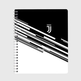 Тетрадь с принтом JUVENTUS STRIPES STYLE в Тюмени, 100% бумага | 48 листов, плотность листов — 60 г/м2, плотность картонной обложки — 250 г/м2. Листы скреплены сбоку удобной пружинной спиралью. Уголки страниц и обложки скругленные. Цвет линий — светло-серый
 | fly emirates | juventus | ronaldo | клуб | линии | мода | модные | мяч | реал мадрид | спорт | спортивные | стиль | футбол | футбольный клуб | экстрим | эмблема | ювентус