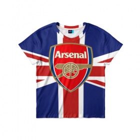 Детская футболка 3D с принтом FC Arsenal в Тюмени, 100% гипоаллергенный полиэфир | прямой крой, круглый вырез горловины, длина до линии бедер, чуть спущенное плечо, ткань немного тянется | arsenal | england | football | logo | sport | англия | арсенал | арт | лига | лого | спорт | текстура | фк | флаг | футбол | футбольный клуб | эмблема