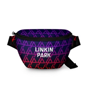 Поясная сумка 3D с принтом LINKIN PARK в Тюмени, 100% полиэстер | плотная ткань, ремень с регулируемой длиной, внутри несколько карманов для мелочей, основное отделение и карман с обратной стороны сумки застегиваются на молнию | linkin park | logo | music | pop | rock | альтернатива | германия | металл | музыка | музыкальный | поп | рок