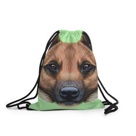 Рюкзак-мешок 3D с принтом Немецкая овчарка в Тюмени, 100% полиэстер | плотность ткани — 200 г/м2, размер — 35 х 45 см; лямки — толстые шнурки, застежка на шнуровке, без карманов и подкладки | dog | овчарка | пес | песик | собака | собачка