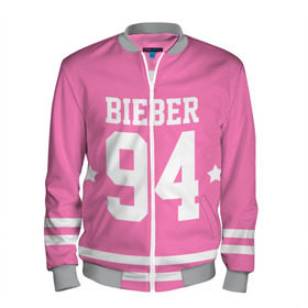 Мужской бомбер 3D с принтом Bieber Team Pink в Тюмени, 100% полиэстер | застегивается на молнию, по бокам два кармана без застежек, по низу бомбера и на воротнике - эластичная резинка | Тематика изображения на принте: bieber | justin bieber | бибер | джастин бибер