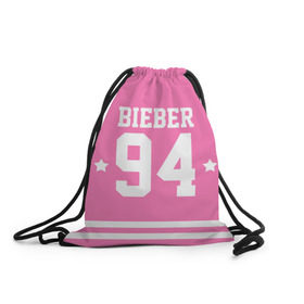 Рюкзак-мешок 3D с принтом Bieber Team Pink в Тюмени, 100% полиэстер | плотность ткани — 200 г/м2, размер — 35 х 45 см; лямки — толстые шнурки, застежка на шнуровке, без карманов и подкладки | Тематика изображения на принте: bieber | justin bieber | бибер | джастин бибер