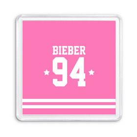Магнит 55*55 с принтом Bieber Team Pink в Тюмени, Пластик | Размер: 65*65 мм; Размер печати: 55*55 мм | bieber | justin bieber | бибер | джастин бибер
