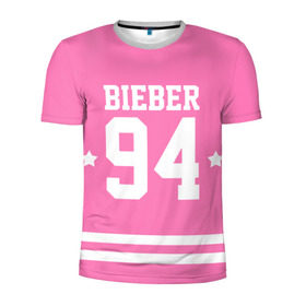 Мужская футболка 3D спортивная с принтом Bieber Team Pink в Тюмени, 100% полиэстер с улучшенными характеристиками | приталенный силуэт, круглая горловина, широкие плечи, сужается к линии бедра | Тематика изображения на принте: bieber | justin bieber | бибер | джастин бибер
