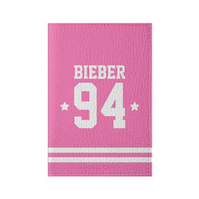 Обложка для паспорта матовая кожа с принтом Bieber Team Pink в Тюмени, натуральная матовая кожа | размер 19,3 х 13,7 см; прозрачные пластиковые крепления | Тематика изображения на принте: bieber | justin bieber | бибер | джастин бибер