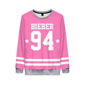 Женский свитшот 3D с принтом Bieber Team Pink в Тюмени, 100% полиэстер с мягким внутренним слоем | круглый вырез горловины, мягкая резинка на манжетах и поясе, свободная посадка по фигуре | bieber | justin bieber | бибер | джастин бибер