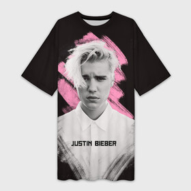 Платье-футболка 3D с принтом Justin Bieber   Pink splash в Тюмени,  |  | bieber | justin bieber | бибер | джастин бибер