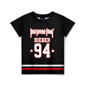 Детская футболка 3D с принтом Bieber Team Black в Тюмени, 100% гипоаллергенный полиэфир | прямой крой, круглый вырез горловины, длина до линии бедер, чуть спущенное плечо, ткань немного тянется | Тематика изображения на принте: bieber | justin bieber | бибер | джастин бибер