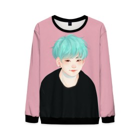 Мужской свитшот 3D с принтом BTS_Yoongi в Тюмени, 100% полиэстер с мягким внутренним слоем | круглый вырез горловины, мягкая резинка на манжетах и поясе, свободная посадка по фигуре | bangtan boys | bts | бантаны бтс