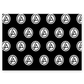 Поздравительная открытка с принтом Linkin park в Тюмени, 100% бумага | плотность бумаги 280 г/м2, матовая, на обратной стороне линовка и место для марки
 | linkin park | logo | music | pop | rock | альтернатива | металл | музыка | музыкальный | поп | рок