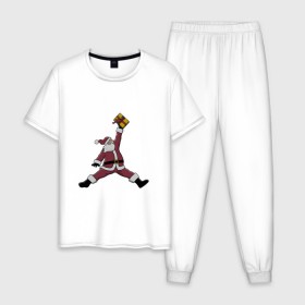 Мужская пижама хлопок с принтом Santa Jordan в Тюмени, 100% хлопок | брюки и футболка прямого кроя, без карманов, на брюках мягкая резинка на поясе и по низу штанин
 | дед мороз | джордан | новогодний | рождество | санта