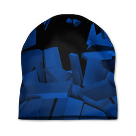 Шапка 3D с принтом Abstract blue collection в Тюмени, 100% полиэстер | универсальный размер, печать по всей поверхности изделия | abstraction | geometry | абстракция | геометрия | грань | краски | кубик | кубики | линии | мозаика | разноцветные | ребро | текстура | тени | узор