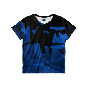 Детская футболка 3D с принтом Abstract blue collection в Тюмени, 100% гипоаллергенный полиэфир | прямой крой, круглый вырез горловины, длина до линии бедер, чуть спущенное плечо, ткань немного тянется | abstraction | geometry | абстракция | геометрия | грань | краски | кубик | кубики | линии | мозаика | разноцветные | ребро | текстура | тени | узор