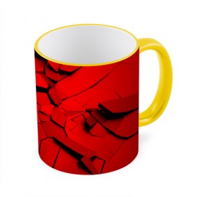 Кружка 3D с принтом Carbon abstraction RED в Тюмени, керамика | ёмкость 330 мл | abstraction | geometry | абстракция | геометрия | грань | краски | кубик | кубики | линии | мозаика | разноцветные | ребро | текстура | тени | узор