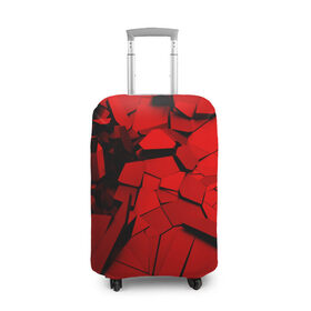 Чехол для чемодана 3D с принтом Carbon abstraction RED в Тюмени, 86% полиэфир, 14% спандекс | двустороннее нанесение принта, прорези для ручек и колес | abstraction | geometry | абстракция | геометрия | грань | краски | кубик | кубики | линии | мозаика | разноцветные | ребро | текстура | тени | узор