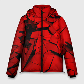 Мужская зимняя куртка 3D с принтом Carbon abstraction RED в Тюмени, верх — 100% полиэстер; подкладка — 100% полиэстер; утеплитель — 100% полиэстер | длина ниже бедра, свободный силуэт Оверсайз. Есть воротник-стойка, отстегивающийся капюшон и ветрозащитная планка. 

Боковые карманы с листочкой на кнопках и внутренний карман на молнии. | abstraction | geometry | абстракция | геометрия | грань | краски | кубик | кубики | линии | мозаика | разноцветные | ребро | текстура | тени | узор