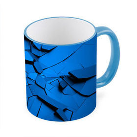 Кружка 3D с принтом Carbon abstraction BLUE в Тюмени, керамика | ёмкость 330 мл | abstraction | geometry | абстракция | геометрия | грань | краски | кубик | кубики | линии | мозаика | разноцветные | ребро | текстура | тени | узор