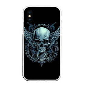 Чехол для iPhone XS Max матовый с принтом Череп в Тюмени, Силикон | Область печати: задняя сторона чехла, без боковых панелей | крылья | темный | цепь | черный