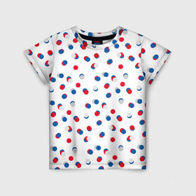 Детская футболка 3D с принтом В горошек в Тюмени, 100% гипоаллергенный полиэфир | прямой крой, круглый вырез горловины, длина до линии бедер, чуть спущенное плечо, ткань немного тянется | Тематика изображения на принте: горошек | триколор  