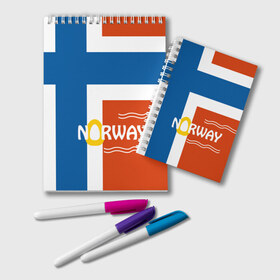 Блокнот с принтом Норвегия в Тюмени, 100% бумага | 48 листов, плотность листов — 60 г/м2, плотность картонной обложки — 250 г/м2. Листы скреплены удобной пружинной спиралью. Цвет линий — светло-серый
 | europe | norway | европа | норвегия | путешествие | флаг