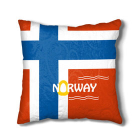 Подушка 3D с принтом Норвегия в Тюмени, наволочка – 100% полиэстер, наполнитель – холлофайбер (легкий наполнитель, не вызывает аллергию). | состоит из подушки и наволочки. Наволочка на молнии, легко снимается для стирки | europe | norway | европа | норвегия | путешествие | флаг