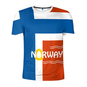 Мужская футболка 3D спортивная с принтом Норвегия в Тюмени, 100% полиэстер с улучшенными характеристиками | приталенный силуэт, круглая горловина, широкие плечи, сужается к линии бедра | europe | norway | европа | норвегия | путешествие | флаг