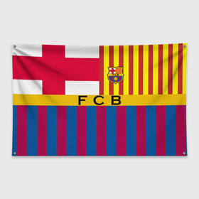 Флаг-баннер с принтом FC Barcelona в Тюмени, 100% полиэстер | размер 67 х 109 см, плотность ткани — 95 г/м2; по краям флага есть четыре люверса для крепления | barcelona | football | logo | spain | sport | арт | барселона | испания | лига | лого | спорт | текстура | фк | футбол | футбольный клуб | эмблема