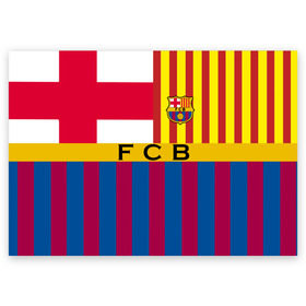 Поздравительная открытка с принтом FC Barcelona в Тюмени, 100% бумага | плотность бумаги 280 г/м2, матовая, на обратной стороне линовка и место для марки
 | barcelona | football | logo | spain | sport | арт | барселона | испания | лига | лого | спорт | текстура | фк | футбол | футбольный клуб | эмблема