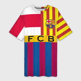 Платье-футболка 3D с принтом FC Barcelona в Тюмени,  |  | barcelona | football | logo | spain | sport | арт | барселона | испания | лига | лого | спорт | текстура | фк | футбол | футбольный клуб | эмблема