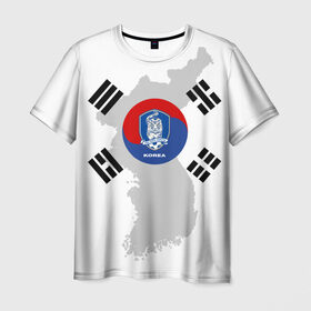 Мужская футболка 3D с принтом Республика Корея, форма в Тюмени, 100% полиэфир | прямой крой, круглый вырез горловины, длина до линии бедер | Тематика изображения на принте: fc |   сборная | республика корея | спорт | спортивные | фк | футбол | футбольный клуб
