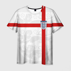 Мужская футболка 3D с принтом Англия, форма в Тюмени, 100% полиэфир | прямой крой, круглый вырез горловины, длина до линии бедер | Тематика изображения на принте: fc |   сборная | англия | спорт | спортивные | фк | футбол | футбольный клуб