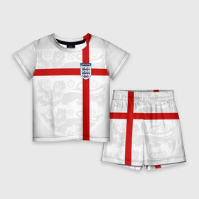 Детский костюм с шортами 3D с принтом Англия, форма в Тюмени,  |  | fc |   сборная | англия | спорт | спортивные | фк | футбол | футбольный клуб