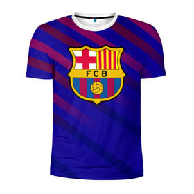Мужская футболка 3D спортивная с принтом FC Barcelona в Тюмени, 100% полиэстер с улучшенными характеристиками | приталенный силуэт, круглая горловина, широкие плечи, сужается к линии бедра | Тематика изображения на принте: barcelona | football | logo | spain | sport | арт | барселона | испания | лига | лого | спорт | текстура | фк | футбол | футбольный клуб | эмблема