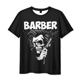 Мужская футболка 3D с принтом БАРБЕР 2-х сторонняя в Тюмени, 100% полиэфир | прямой крой, круглый вырез горловины, длина до линии бедер | barbershop | барбер | барбершоп