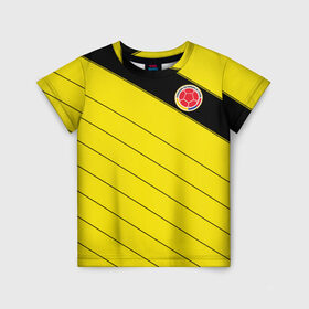 Детская футболка 3D с принтом Колумбия, форма в Тюмени, 100% гипоаллергенный полиэфир | прямой крой, круглый вырез горловины, длина до линии бедер, чуть спущенное плечо, ткань немного тянется | fifa | фифа | чемпионат мира