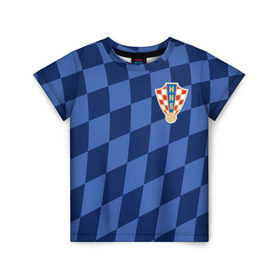 Детская футболка 3D с принтом Хорватия, форма в Тюмени, 100% гипоаллергенный полиэфир | прямой крой, круглый вырез горловины, длина до линии бедер, чуть спущенное плечо, ткань немного тянется | croatia | fc | fifa | football | national team | uniform | сборная | фифа | фк | форма | футбол | хорватия