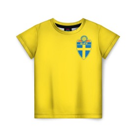 Детская футболка 3D с принтом Швеция, форма в Тюмени, 100% гипоаллергенный полиэфир | прямой крой, круглый вырез горловины, длина до линии бедер, чуть спущенное плечо, ткань немного тянется | fifa | фифа | чемпионат мира
